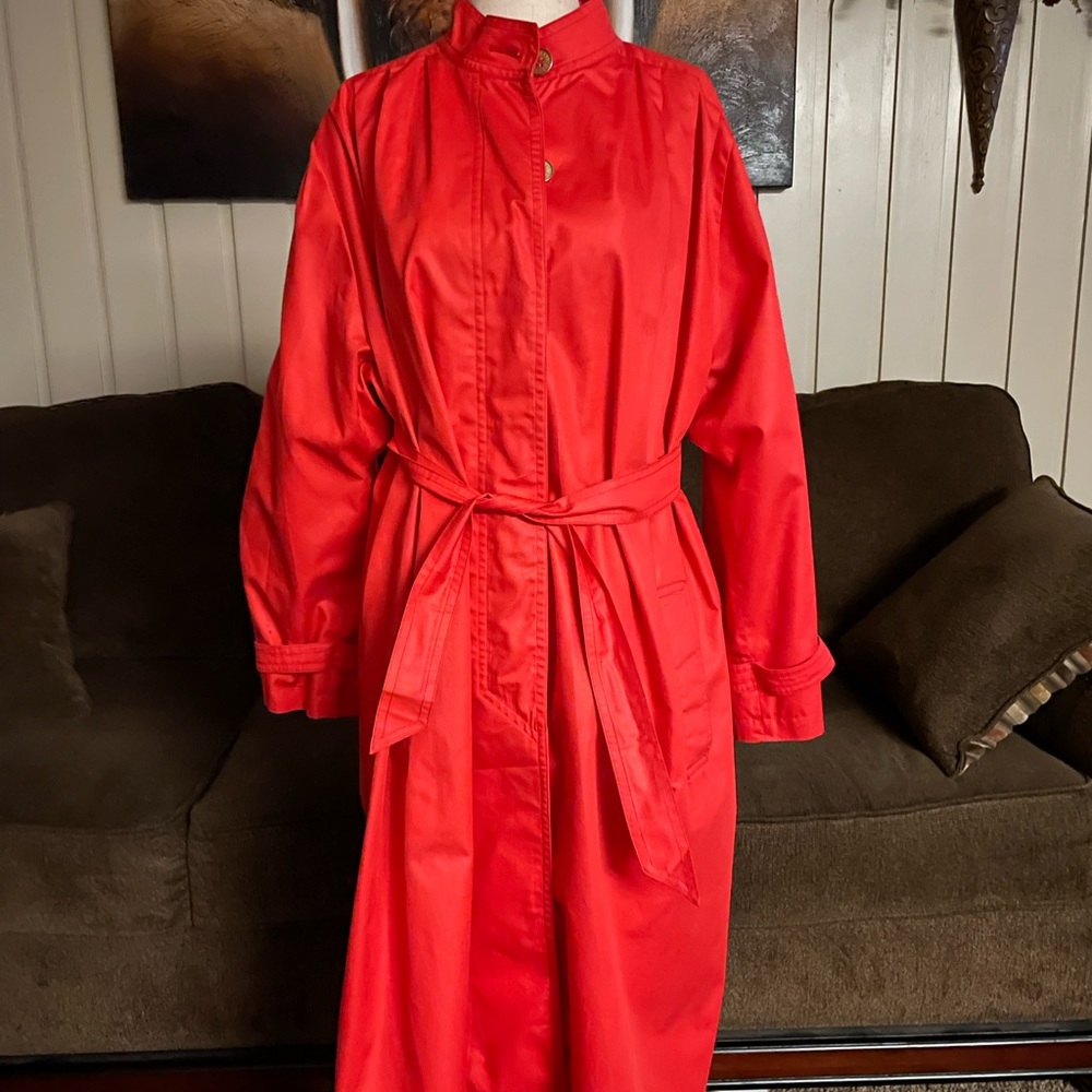 Zanobetti Firenze ~ Women’s X-Large ~ Vintage ~ Italy ~ Red ~ Trench Coat - Picture 4 of 16